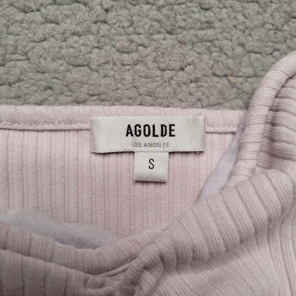 Agolde Tank Top Small Frosting Isla Cut Out Ruched Ribbed Bustier Pastel Y2K - Picture 4 of 6
